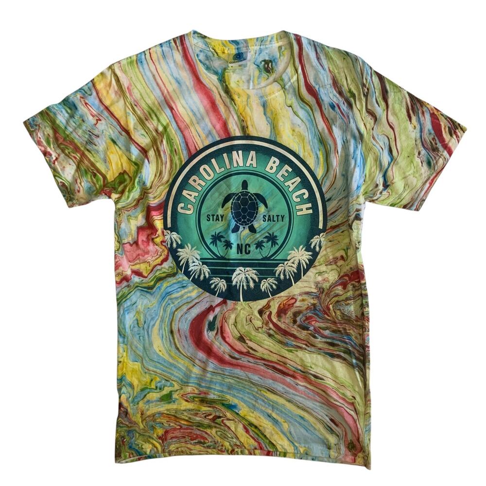 Colortone Men's Size S Tie Dye Carolina Beach Stay Salty Short Sleeve T-Shirt